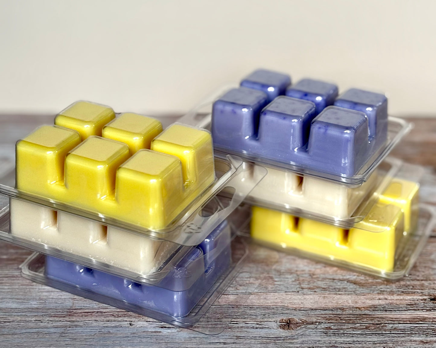 Handcrafted Soy Wax Melts stacked on top of each other