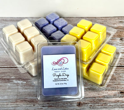 Handcrafted Soy Wax Melts in plastic containers